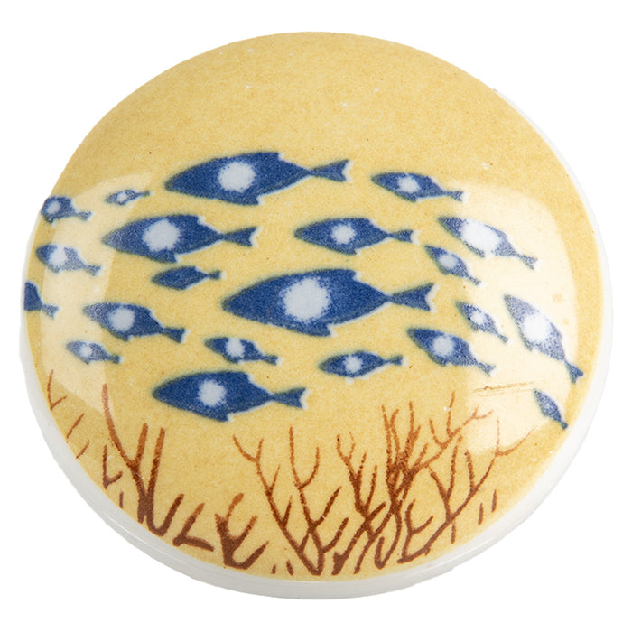 Clayre & Eef Deurknop Ø 4x2 cm Wit Blauw Keramiek