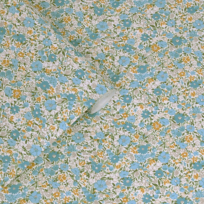 Laura Ashley Loveston Behang - Bloemen - 10mx52cm - Blauw