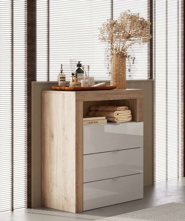Benvenuto Design Hamburg HG Wit | Eiken Badkamerkast 3-Lades Laag