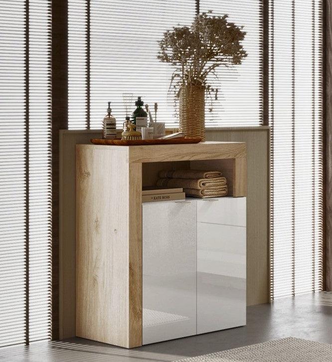 Benvenuto Design Hamburg HG Wit | Eiken Badkamerkast 2-Deuren Laag