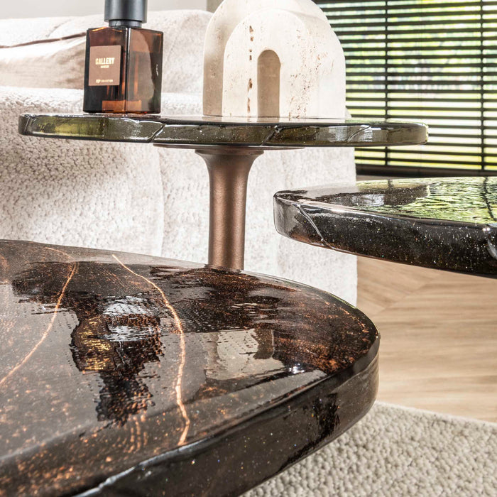 Giga Meubel - Bijzettafel Koper Metaal|Glas - 38x33x60cm - Eclipse