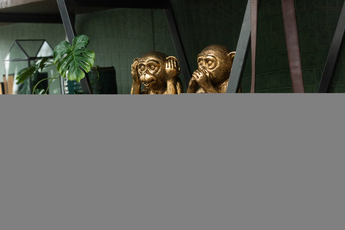 J-Line figuur Aap Horen|Zien|Zwijgen- polyresin - antiek goud - 3 stuks