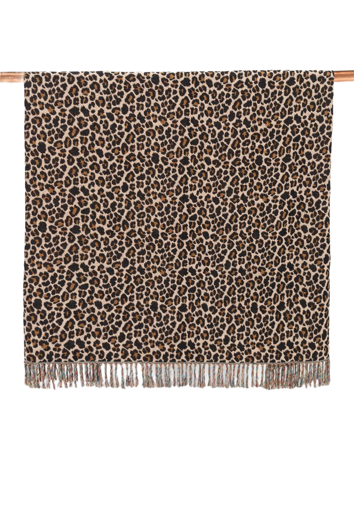 Sissy-Boy Bruine jacquard geweven sprei met leopard print (200x250)