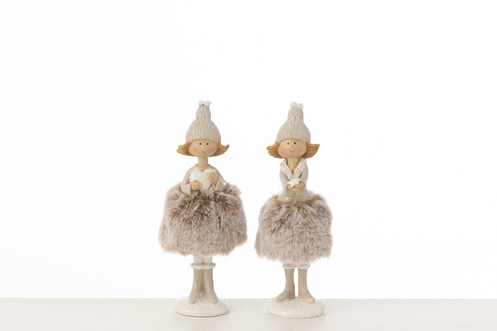 J-Line figuur engel hart + ster bont rok - polyresin - mix -