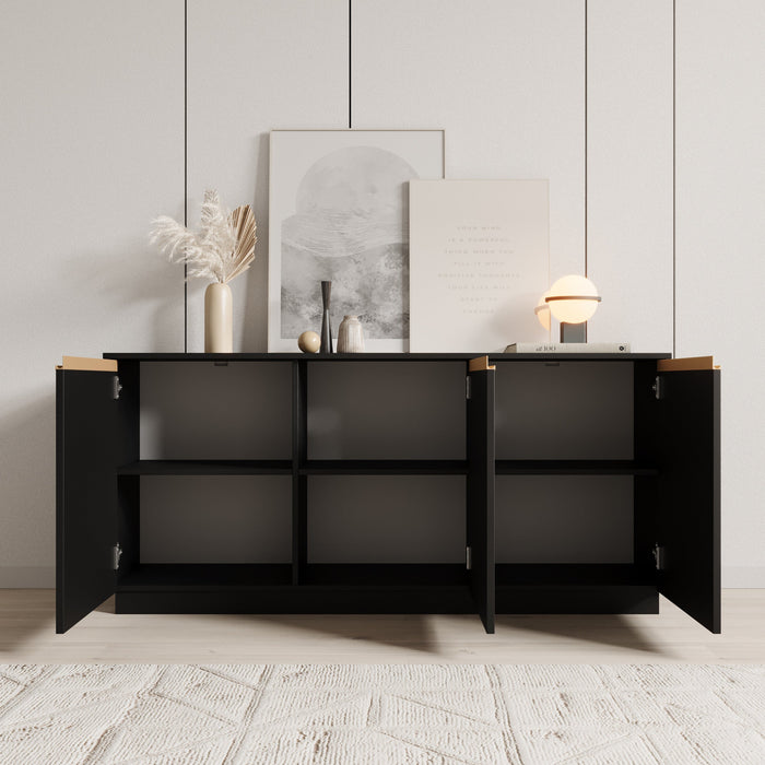 Meubella - Dressoir Remy - Zwart - 154 cm