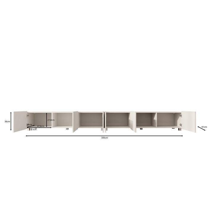 Meubella - TV-Meubel Kenderes - Wit - 300 cm