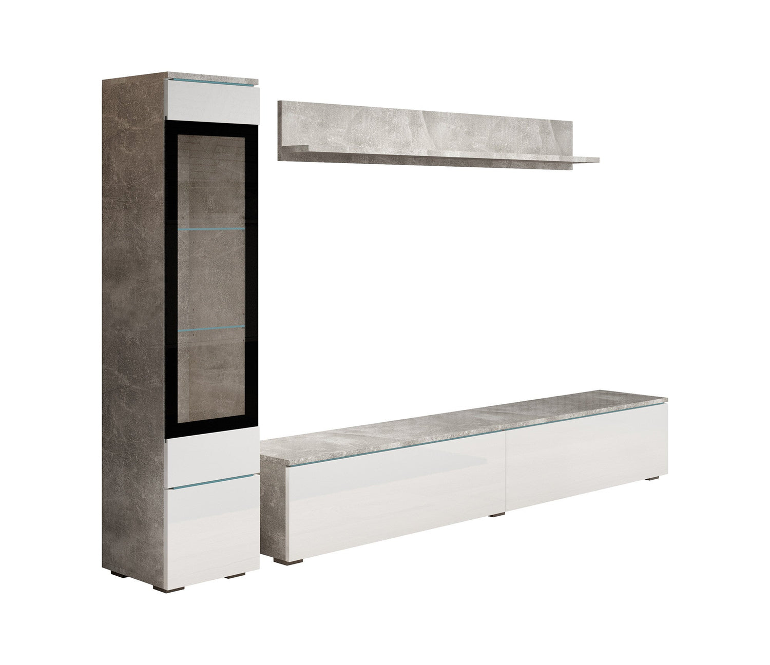 Meubella - Wandmeubel Verity - Wit - Betonlook