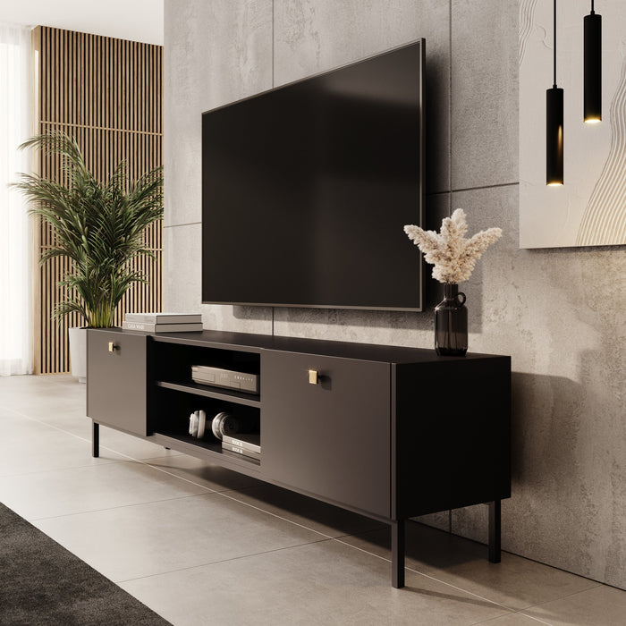 Meubella - TV-Meubel Norment - Zwart - 180 cm