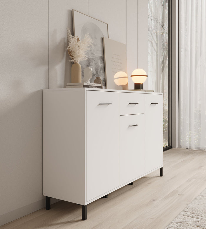 Meubella - Dressoir Vidor - Wit - 138 cm - 1 lade