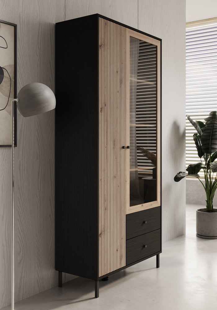 Meubella - Vitrinekast Charles 2 - Eiken - 87 cm