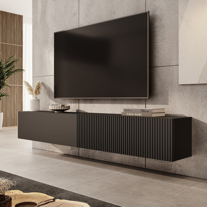 Meubella - TV-Meubel Caius - Zwart - 200 cm