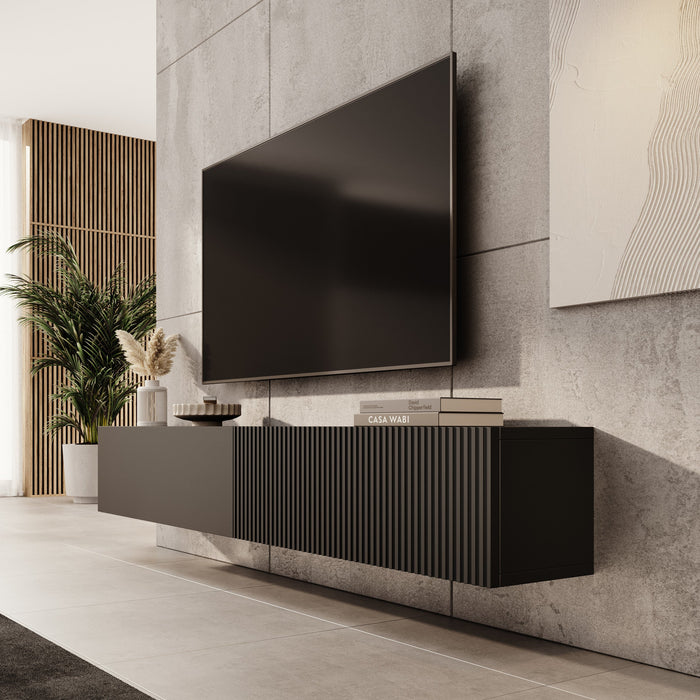 Meubella - TV-Meubel Caius - Zwart - 200 cm