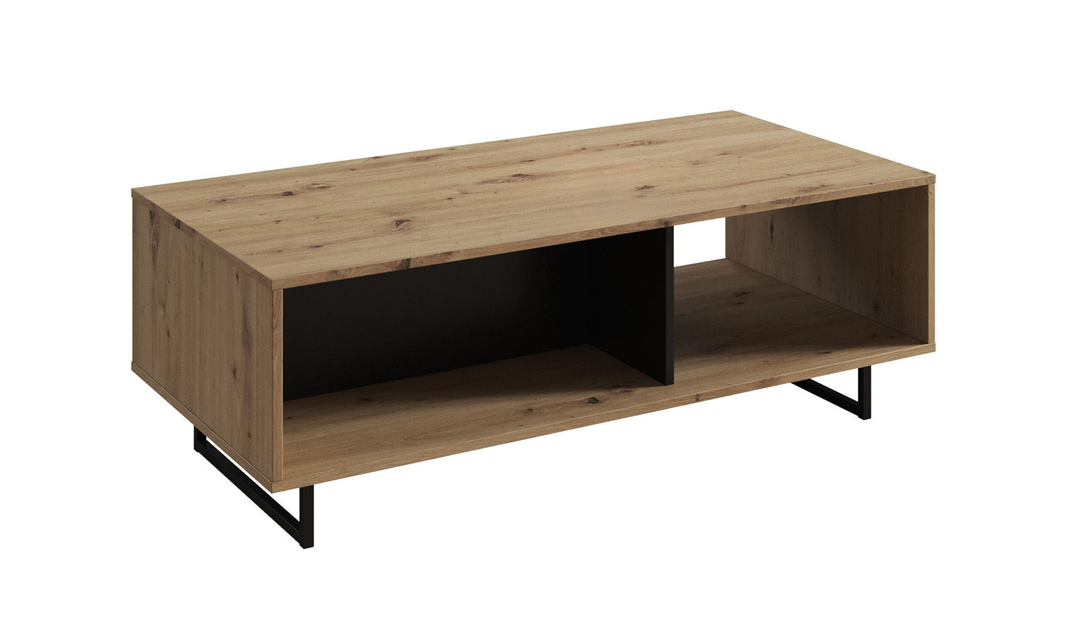 Meubella - Salontafel Saturn - Eiken - Zwart - 121 cm