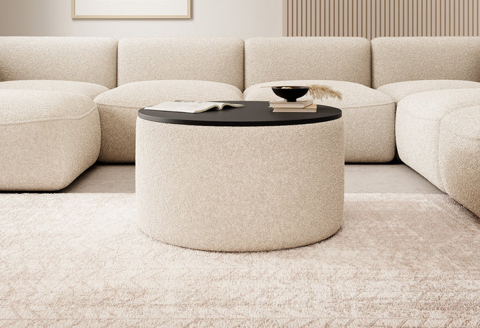 Meubella - Salontafel Marcio - Beige teddystof - Boucle  - 75 cm