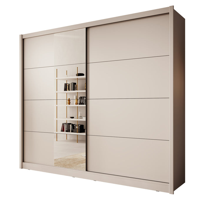 Meubella - Kledingkast Azul - Beige - 251 cm - Met spiegel