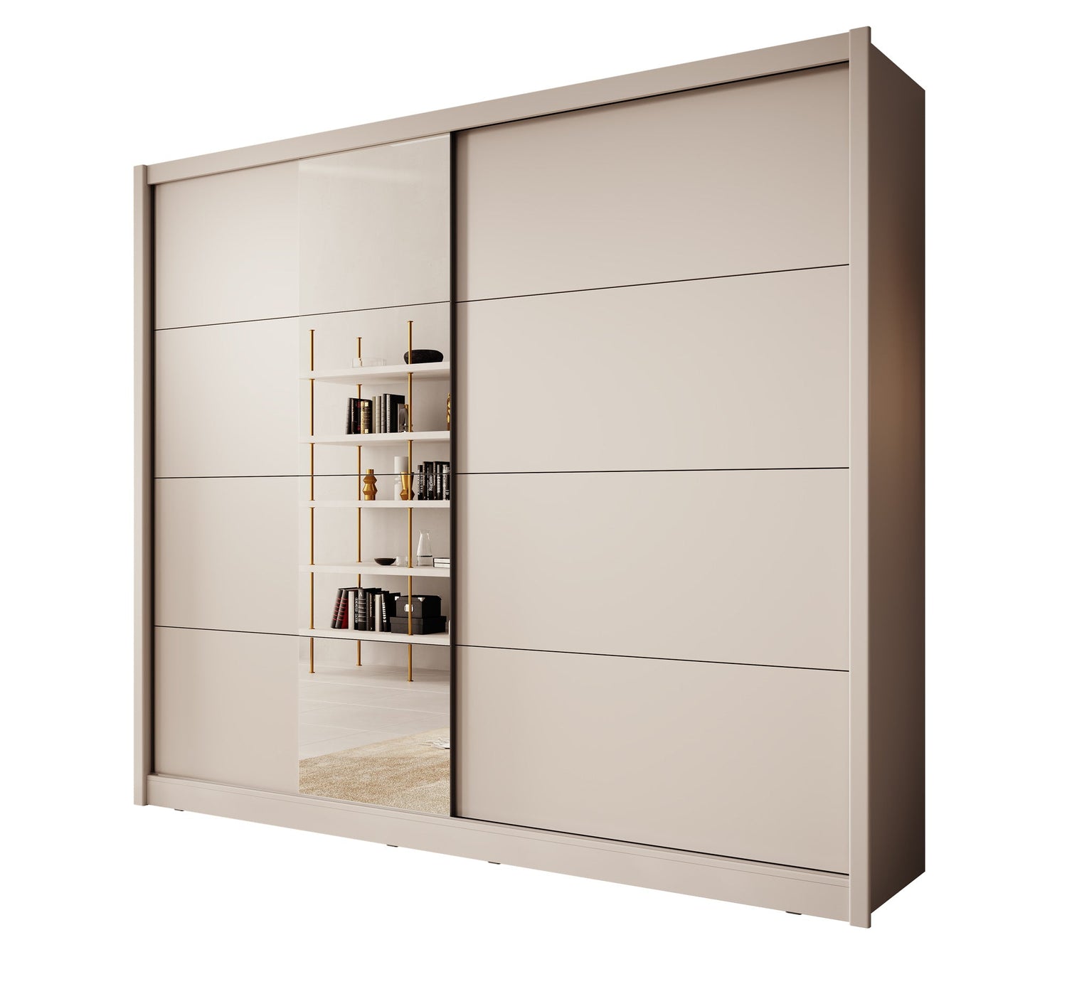 Meubella - Kledingkast Azul - Beige - 251 cm - Met spiegel