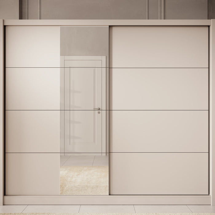 Meubella - Kledingkast Azul - Beige - 251 cm - Met spiegel