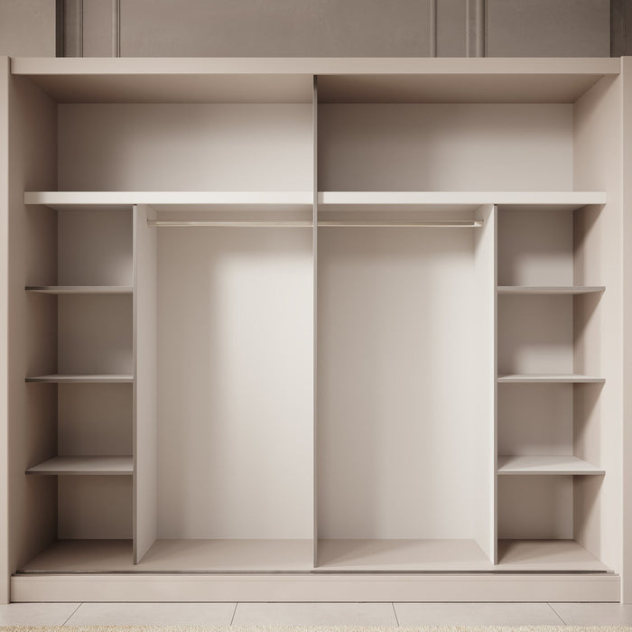 Meubella - Kledingkast Azul - Beige - 251 cm - Met spiegel