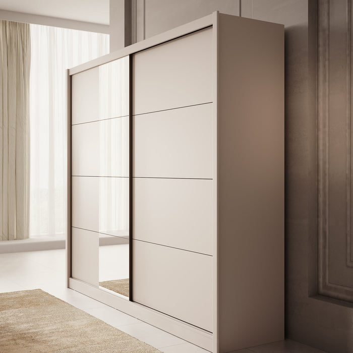 Meubella - Kledingkast Azul - Beige - 251 cm - Met spiegel