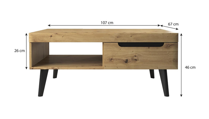 Meubella - Salontafel Nebraska - Eiken - 107 cm