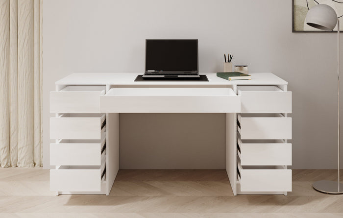 Meubella - Bureau Avio 2 - Wit hoogglans - 154 cm