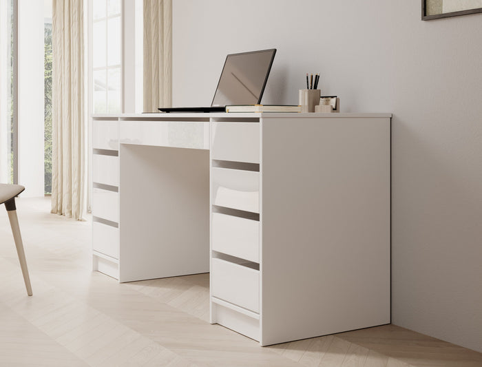 Meubella - Bureau Avio 2 - Wit hoogglans - 154 cm
