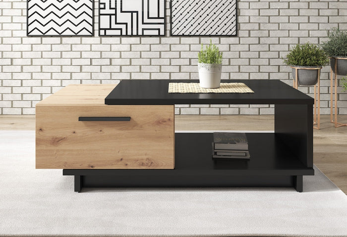 Meubella - Salontafel Incala - Eiken - Zwart - 120 cm