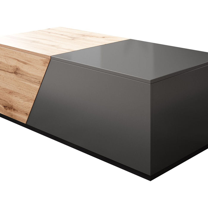 Meubella - Salontafel Canberra - Eiken - Antraciet - 124 cm