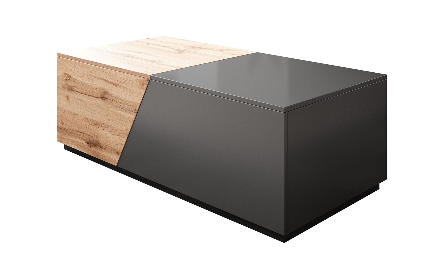 Meubella - Salontafel Canberra - Eiken - Antraciet - 124 cm