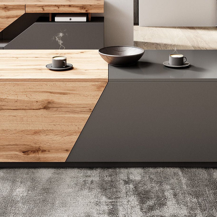 Meubella - Salontafel Canberra - Eiken - Antraciet - 124 cm