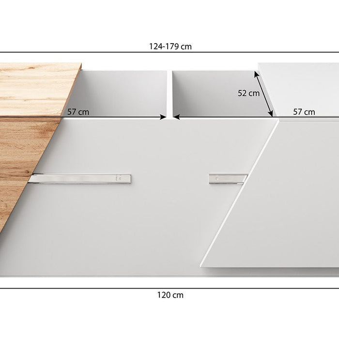 Meubella - Salontafel Canberra - Eiken - Antraciet - 124 cm