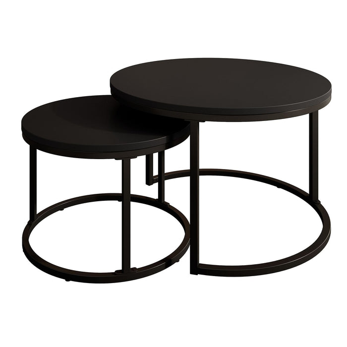 Meubella - Salontafel Ovalo - Mat zwart - set van 2