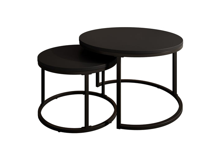 Meubella - Salontafel Ovalo - Mat zwart - set van 2