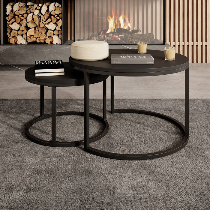 Meubella - Salontafel Ovalo - Mat zwart - set van 2