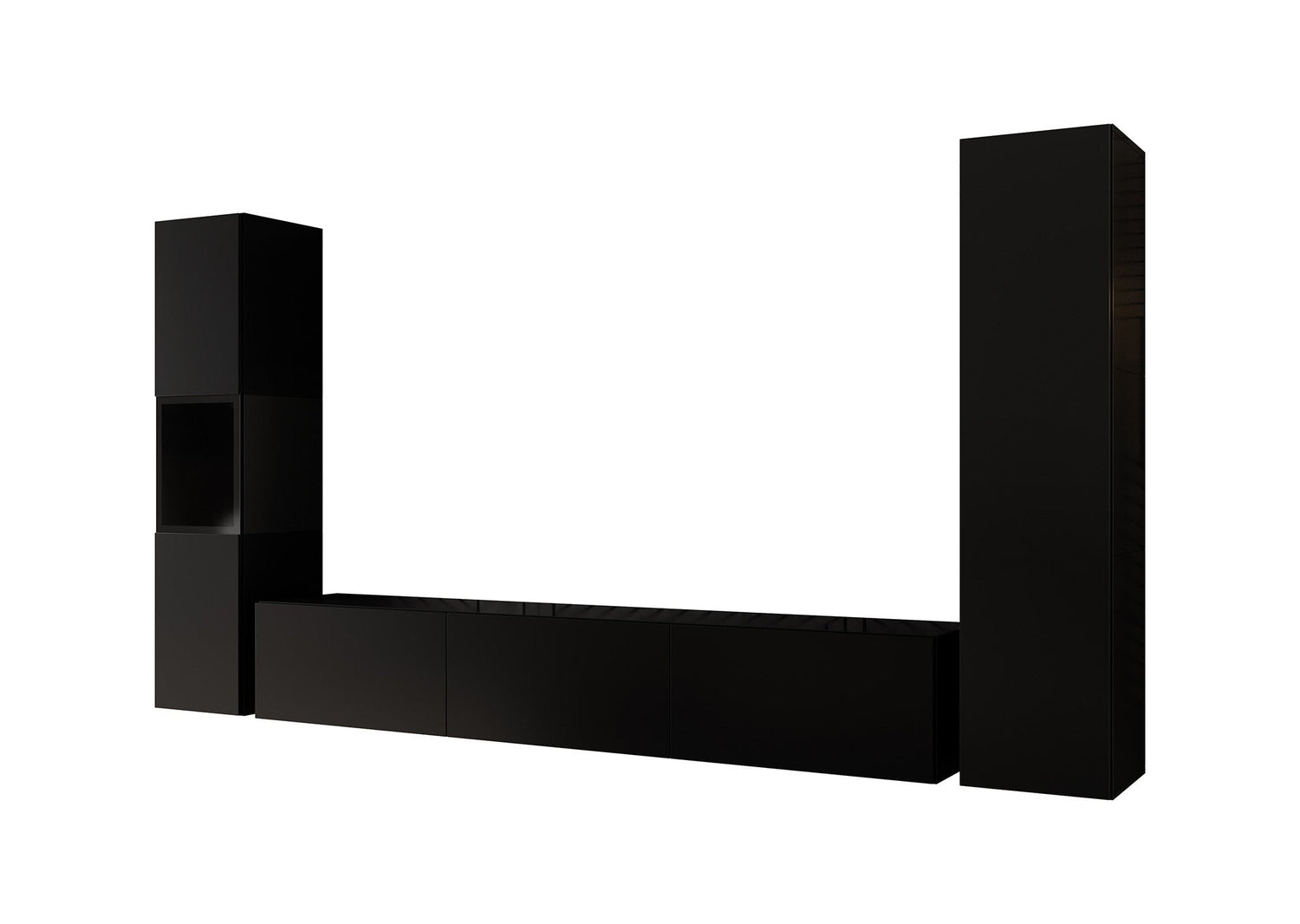Meubella - Wandmeubel Bonzo 3 - Mat Zwart