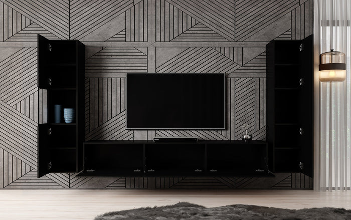 Meubella - Wandmeubel Bonzo 3 - Mat Zwart