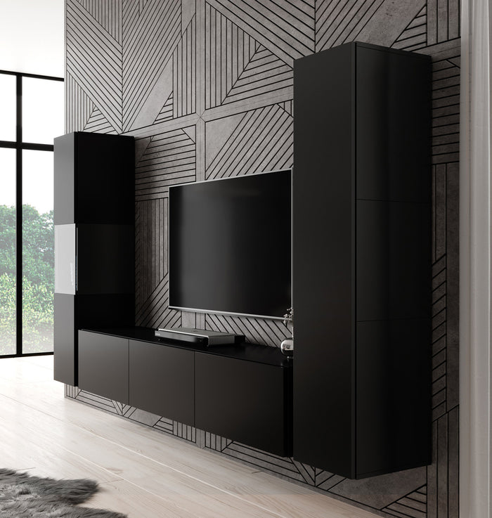Meubella - Wandmeubel Bonzo 3 - Mat Zwart