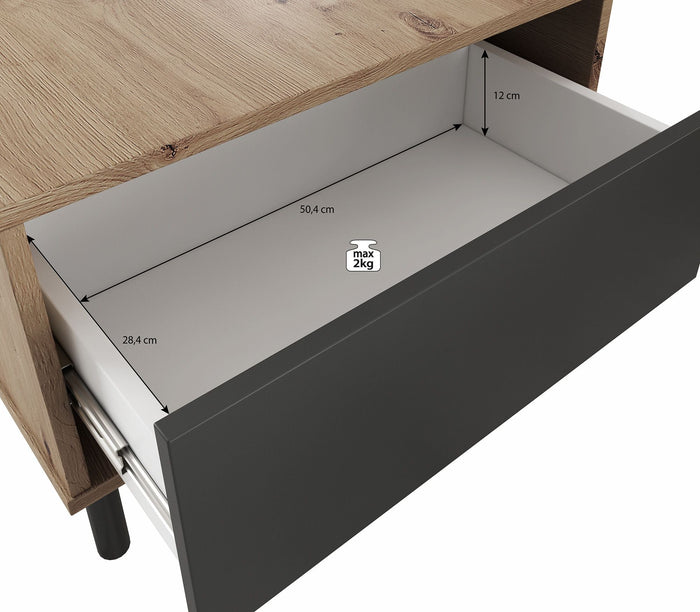 Meubella - Salontafel Marcos - Eiken - Antraciet - 100 cm