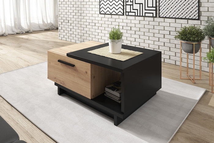 Meubella - Salontafel Incala - Eiken - Zwart - 90 cm