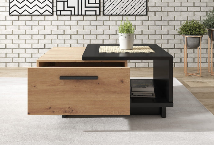 Meubella - Salontafel Incala - Eiken - Zwart - 90 cm