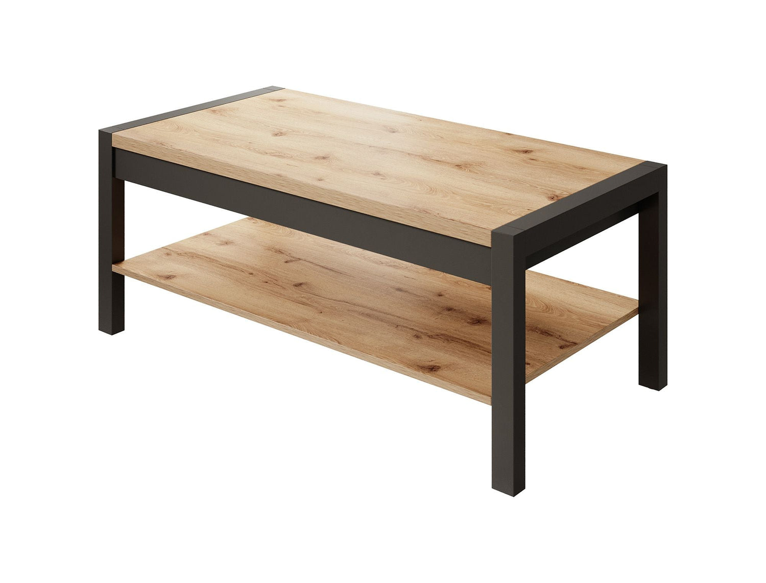 Meubella - Salontafel Acapulco - Eiken - Zwart - 120 cm