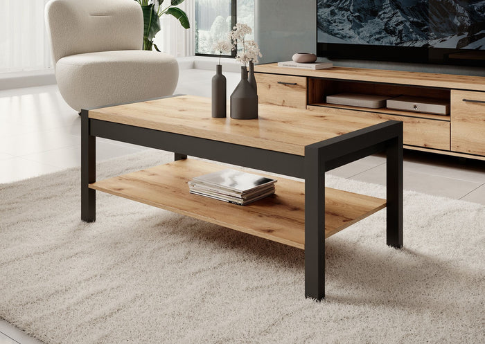 Meubella - Salontafel Acapulco - Eiken - Zwart - 120 cm