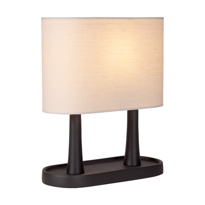 Atmooz Bakati - Tafellamp - Zwart met Wit Linnen Scherm - 30 cm