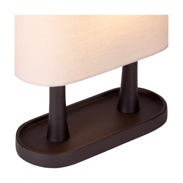 Atmooz Bakati - Tafellamp - Zwart met Wit Linnen Scherm - 30 cm