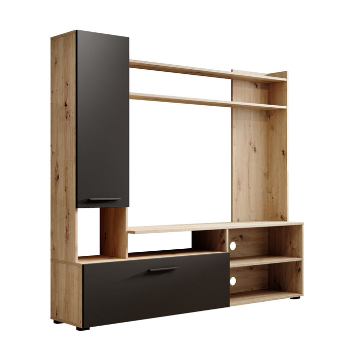 Meubella - Wandmeubel Bridge - Eiken - Zwart