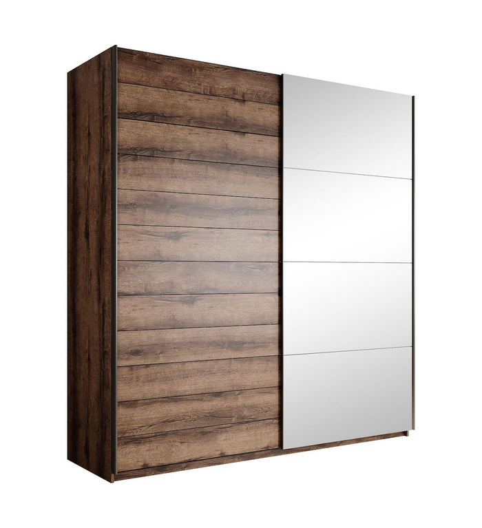 Meubella - Kledingkast Brown - Eiken - 180 cm - Met spiegel