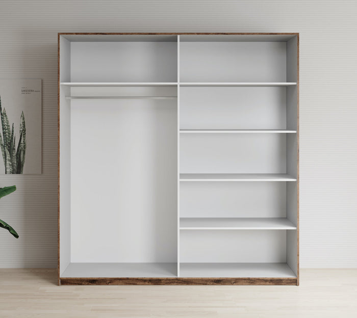 Meubella - Kledingkast Brown - Eiken - 180 cm - Met spiegel