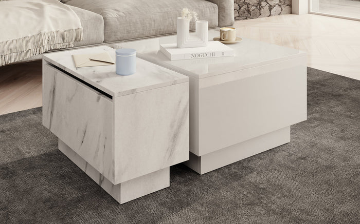 Meubella - Salontafel Micha - Hoogglans wit - 60 cm