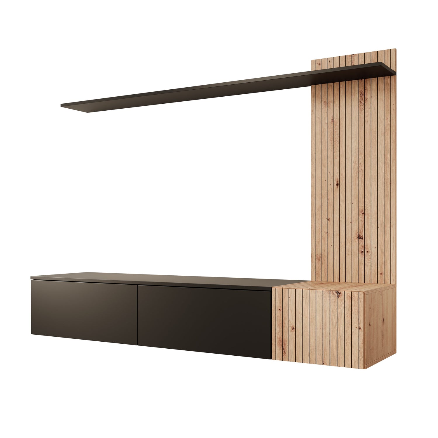 Meubella - Wandmeubel Segundo - Zwart - 180 cm