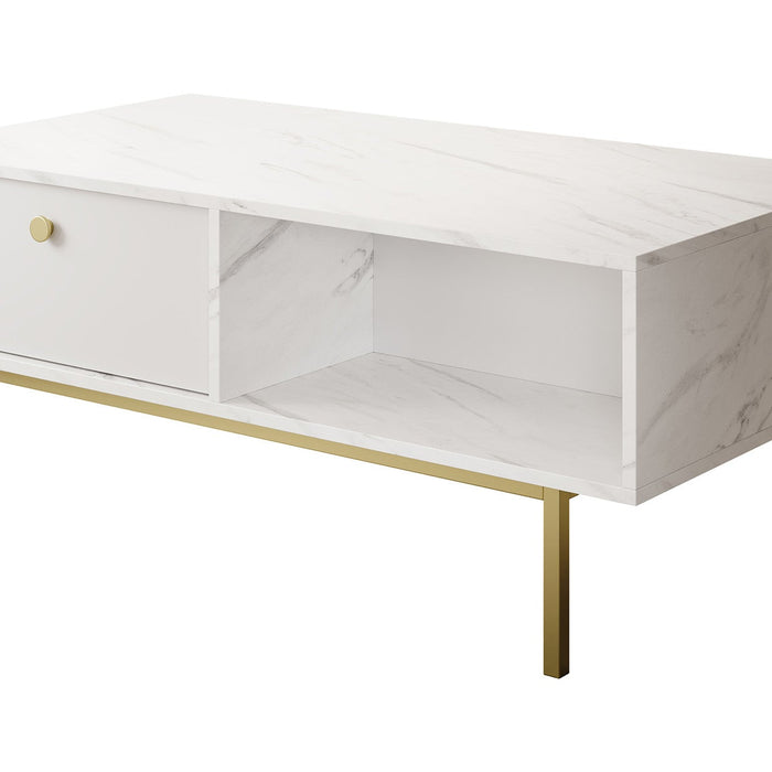 Meubella - Salontafel Frazer - Wit marmerlook - 110 cm